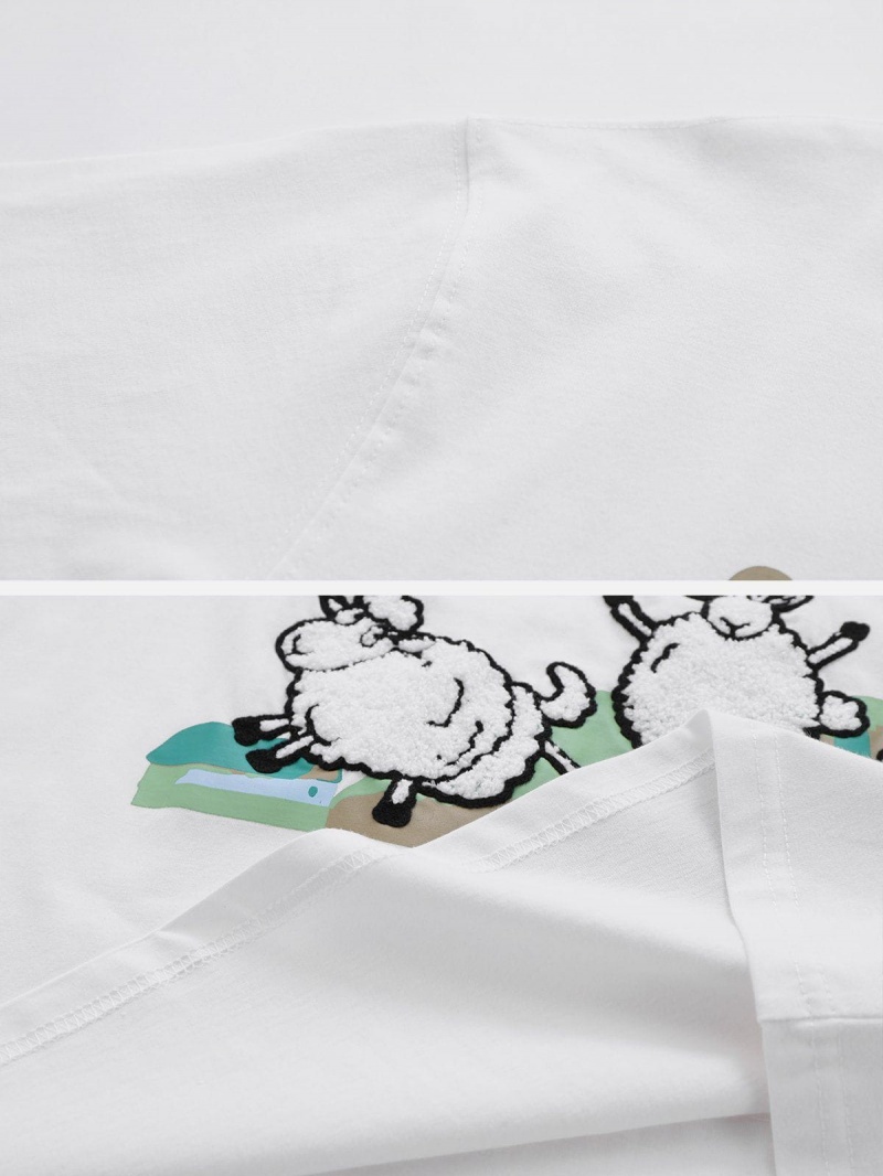 Blanche  T Shirts Aelfric Eden Lamb Play Towel Embroidery Tee - KZD-9008689